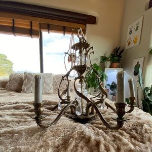 Antique brass/glass chandelier